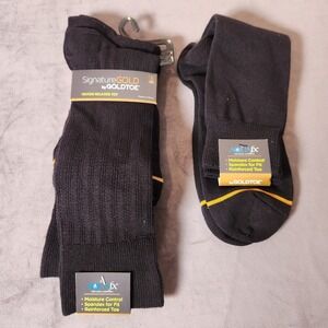 Signature Gold by GOLDTOE Men's Nylon Rib Crew Socks 3pk - Black 6-12.5 Bonus